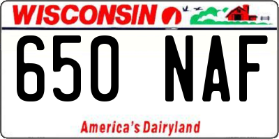 WI license plate 650NAF