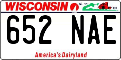 WI license plate 652NAE