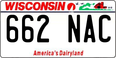 WI license plate 662NAC