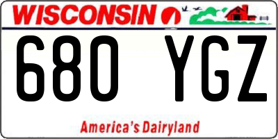 WI license plate 680YGZ