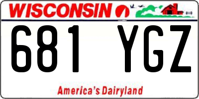 WI license plate 681YGZ