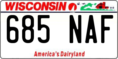WI license plate 685NAF