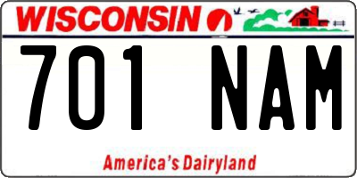 WI license plate 701NAM