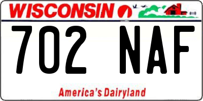 WI license plate 702NAF