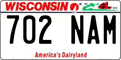 WI license plate 702NAM
