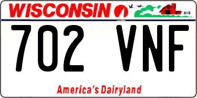 WI license plate 702VNF