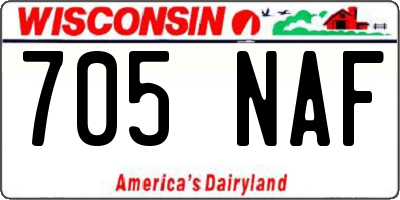 WI license plate 705NAF