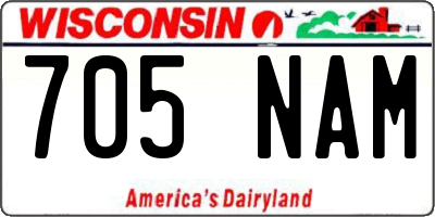 WI license plate 705NAM