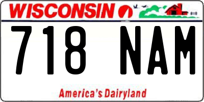 WI license plate 718NAM