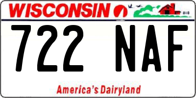 WI license plate 722NAF