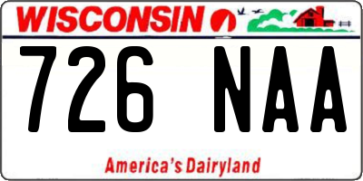 WI license plate 726NAA