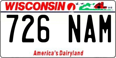 WI license plate 726NAM