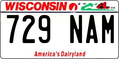 WI license plate 729NAM