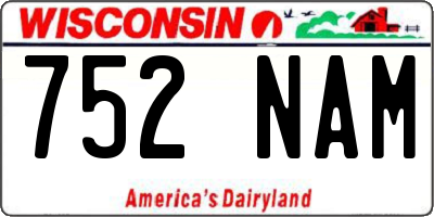 WI license plate 752NAM