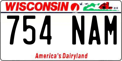 WI license plate 754NAM