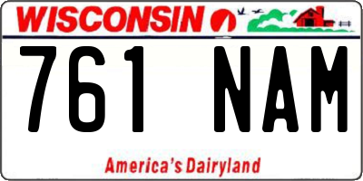 WI license plate 761NAM