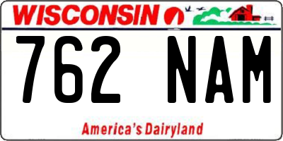 WI license plate 762NAM