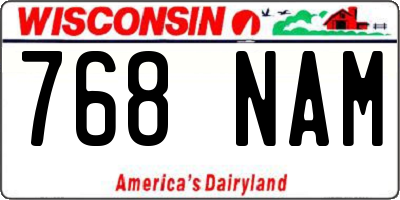 WI license plate 768NAM