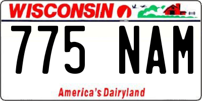 WI license plate 775NAM