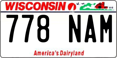 WI license plate 778NAM