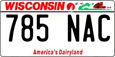 WI license plate 785NAC