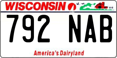 WI license plate 792NAB