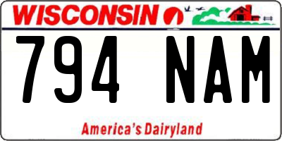 WI license plate 794NAM