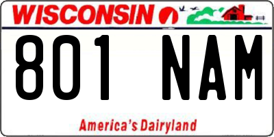 WI license plate 801NAM