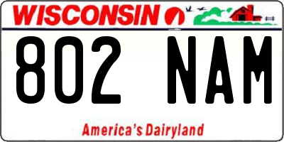 WI license plate 802NAM