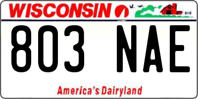 WI license plate 803NAE