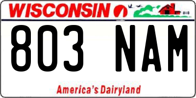 WI license plate 803NAM