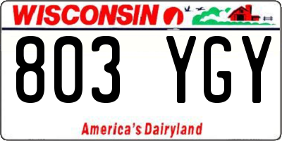 WI license plate 803YGY