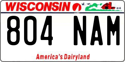 WI license plate 804NAM