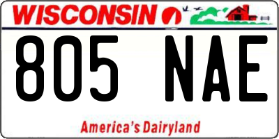 WI license plate 805NAE