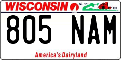 WI license plate 805NAM