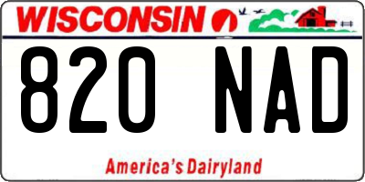 WI license plate 820NAD