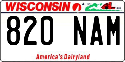 WI license plate 820NAM