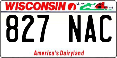WI license plate 827NAC
