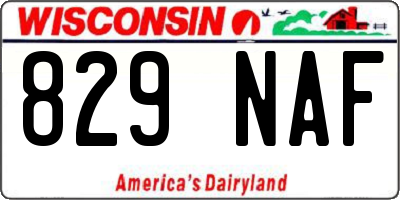 WI license plate 829NAF