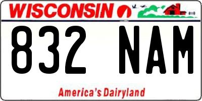 WI license plate 832NAM