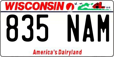 WI license plate 835NAM