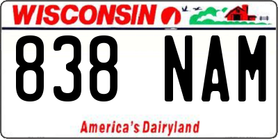 WI license plate 838NAM