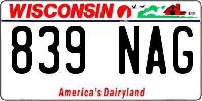 WI license plate 839NAG