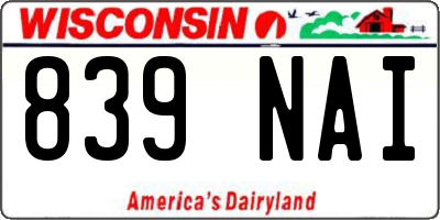 WI license plate 839NAI
