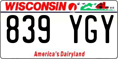 WI license plate 839YGY