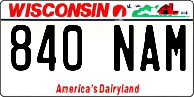 WI license plate 840NAM