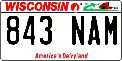 WI license plate 843NAM