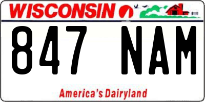 WI license plate 847NAM