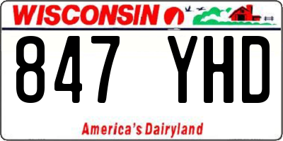 WI license plate 847YHD