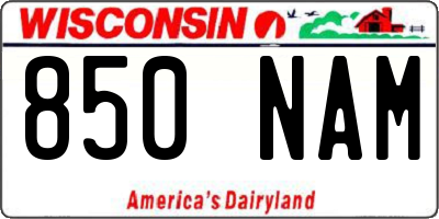 WI license plate 850NAM